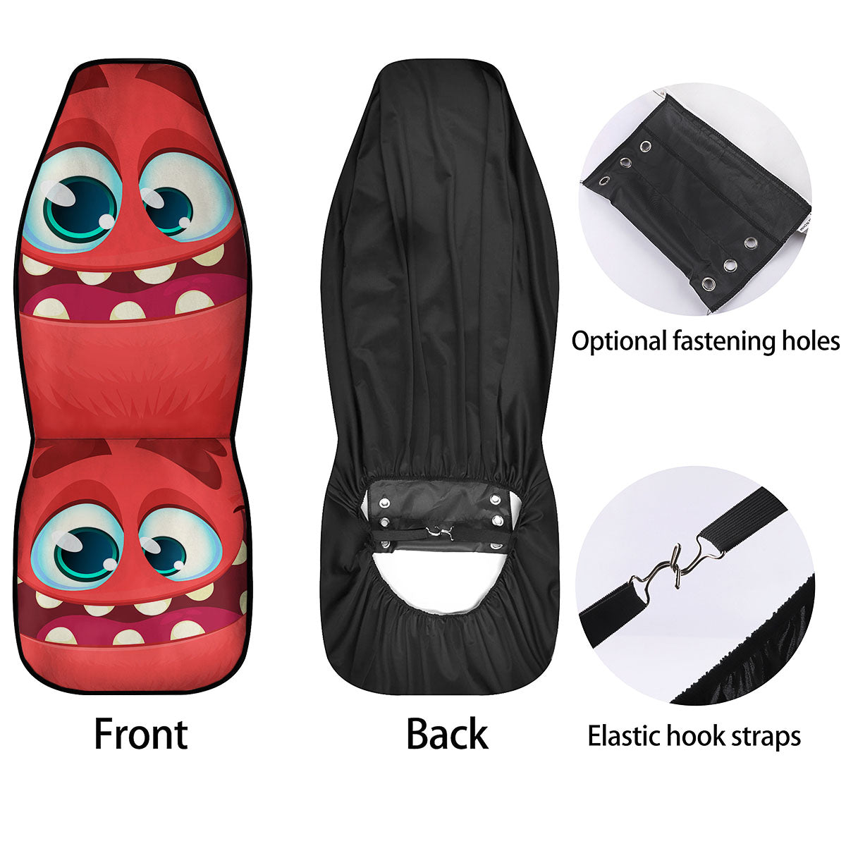 Cartoon Red Monster Face Cute Print Car Seat Covers-grizzshop