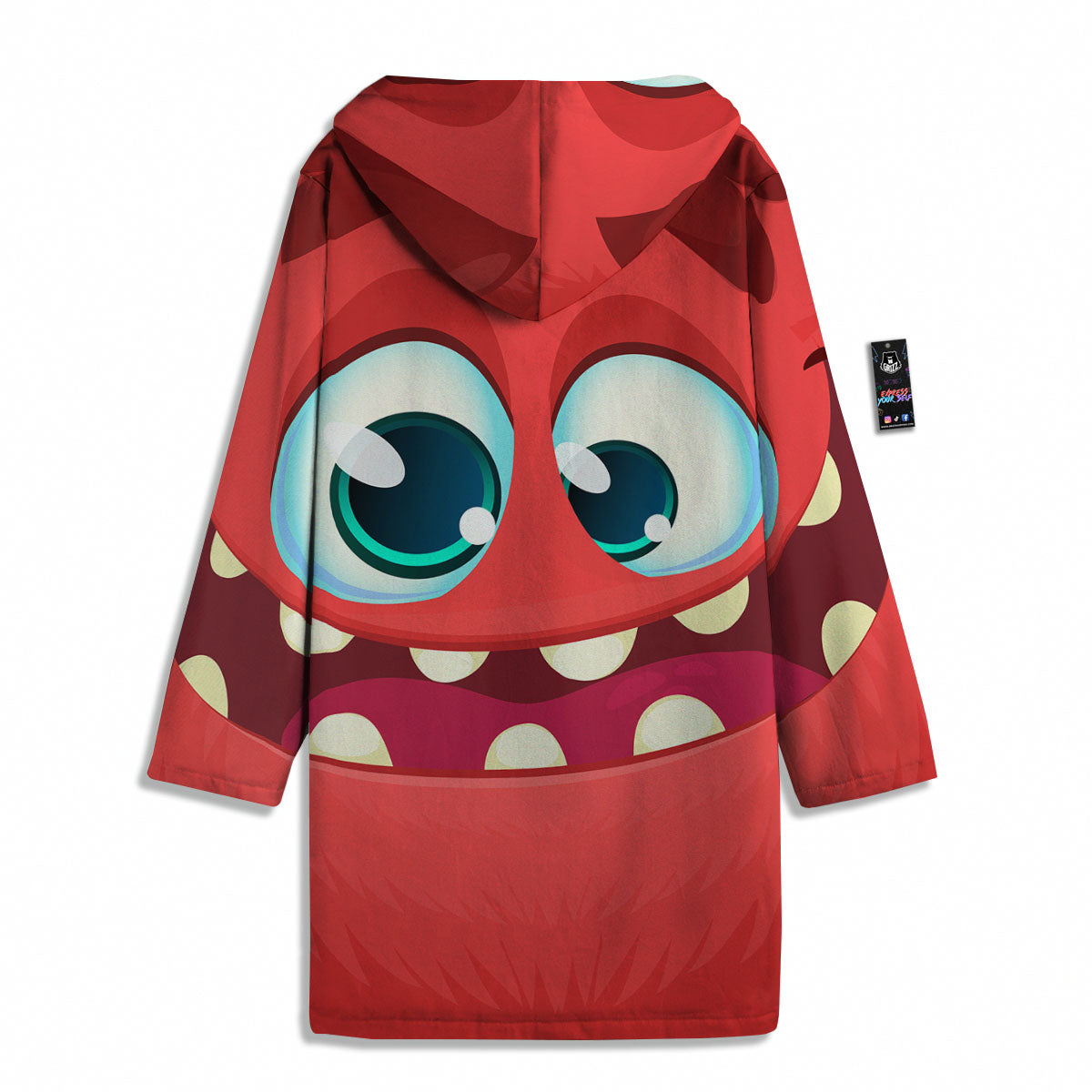 Cartoon Red Monster Face Cute Print Men's Windbreaker Jacket-grizzshop