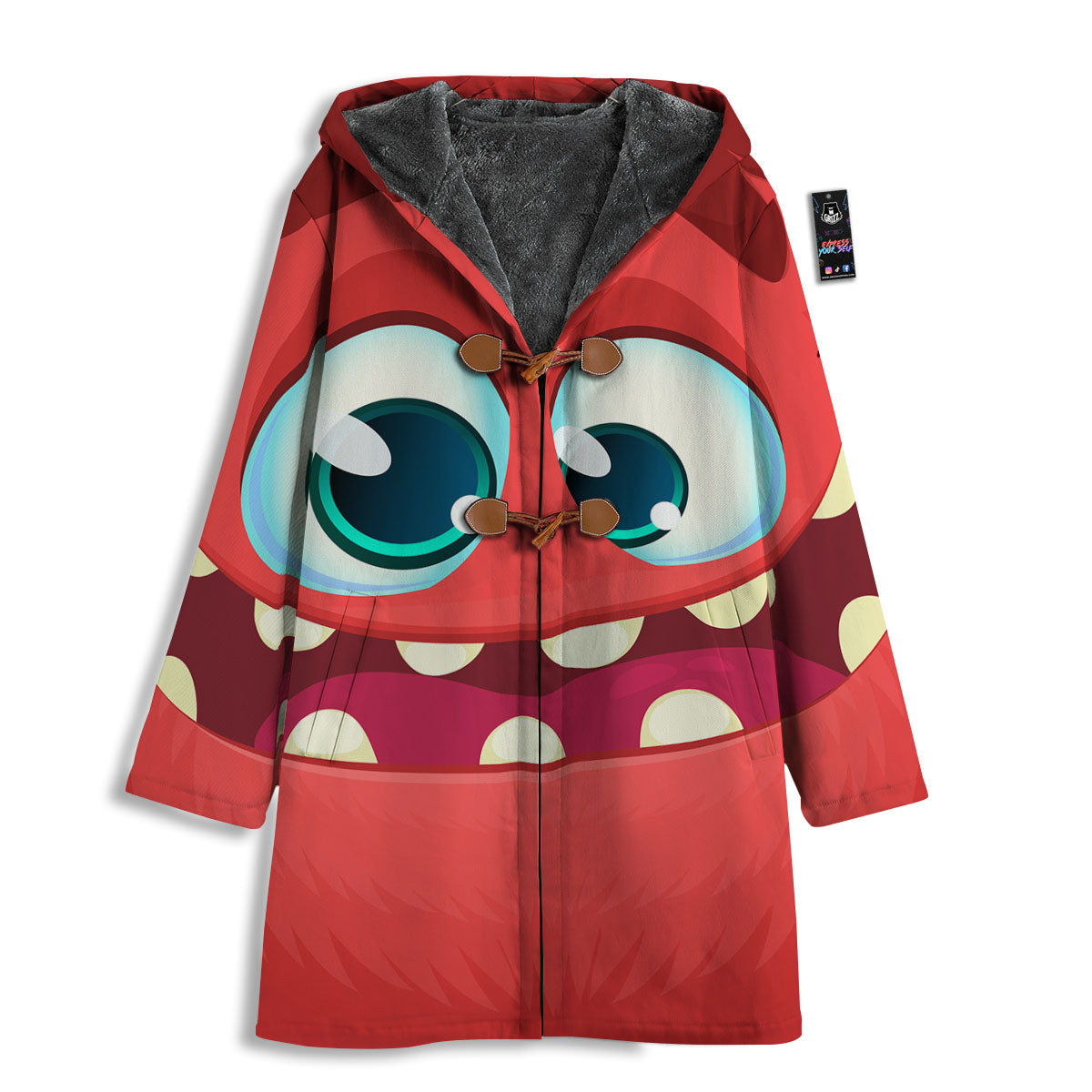 Cartoon Red Monster Face Cute Print Men's Windbreaker Jacket-grizzshop