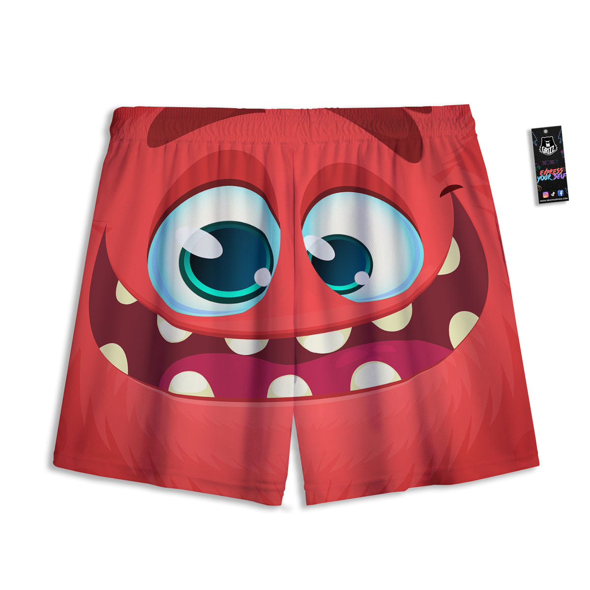 Dobermann Heart Print Pattern Mesh Shorts