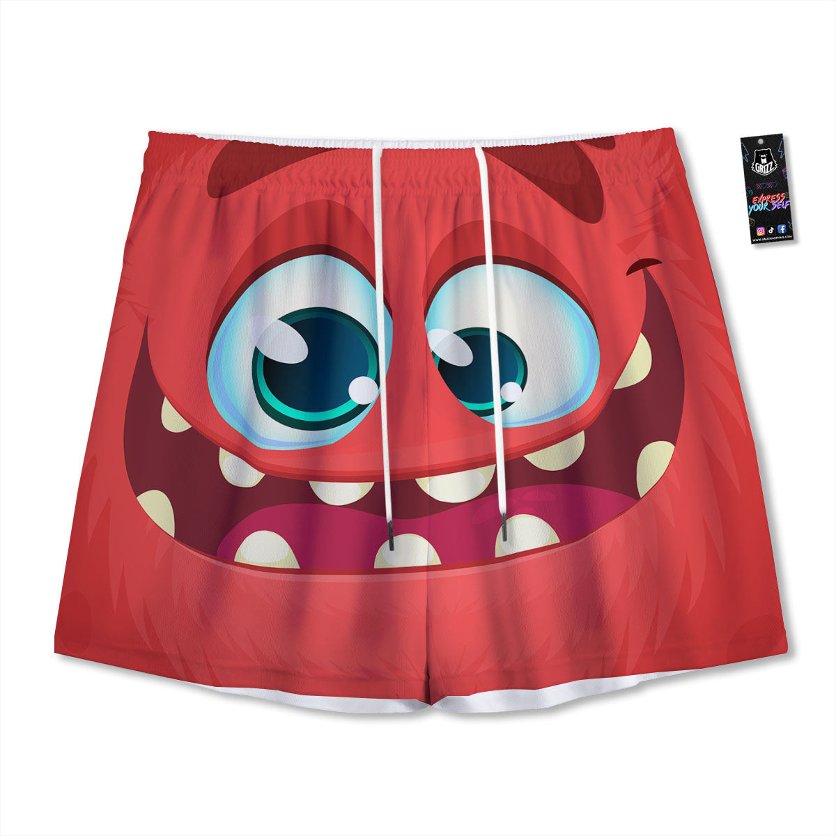 Dobermann Heart Print Pattern Mesh Shorts