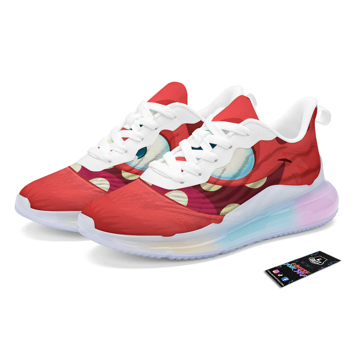 Cartoon Red Monster Face Cute Print Running Sneakers-grizzshop