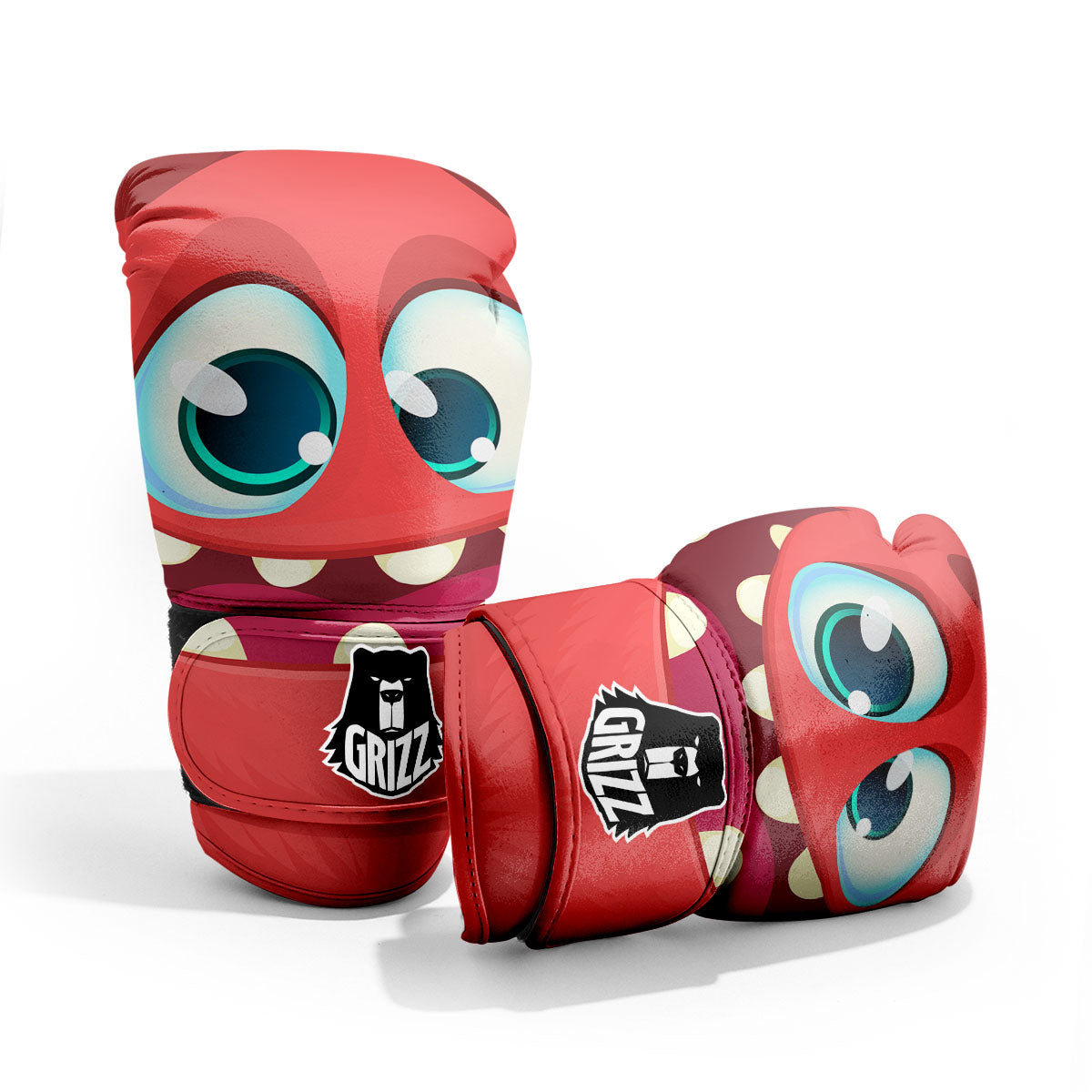 Cartoon Red Monster Face Cute Print Pro Boxing Glove