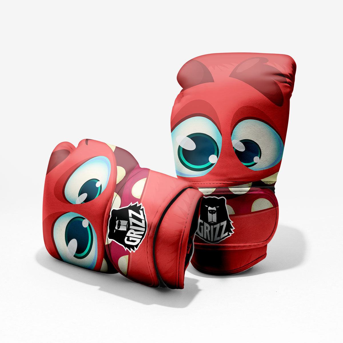 Cartoon Red Monster Face Cute Print Pro Boxing Glove