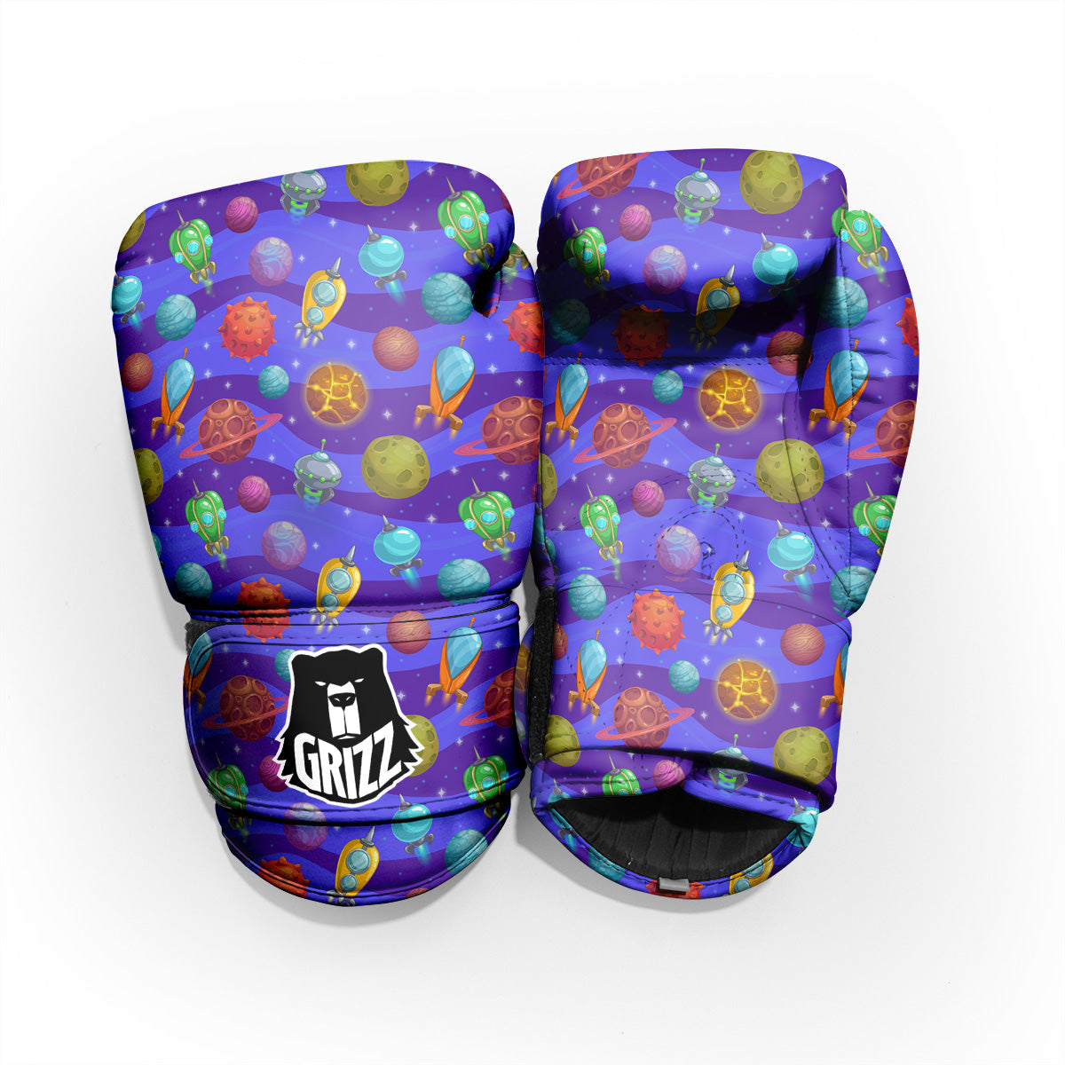 Cartoon Space Ships And Planets Print Pattern Pro Boxing Glove