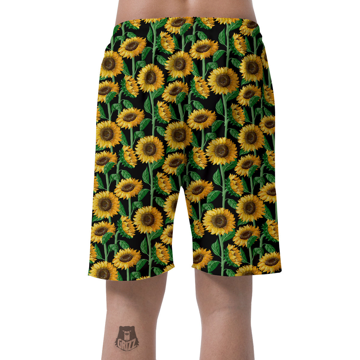 Cartoon Sunflower Pattern Print Men's Shorts-grizzshop