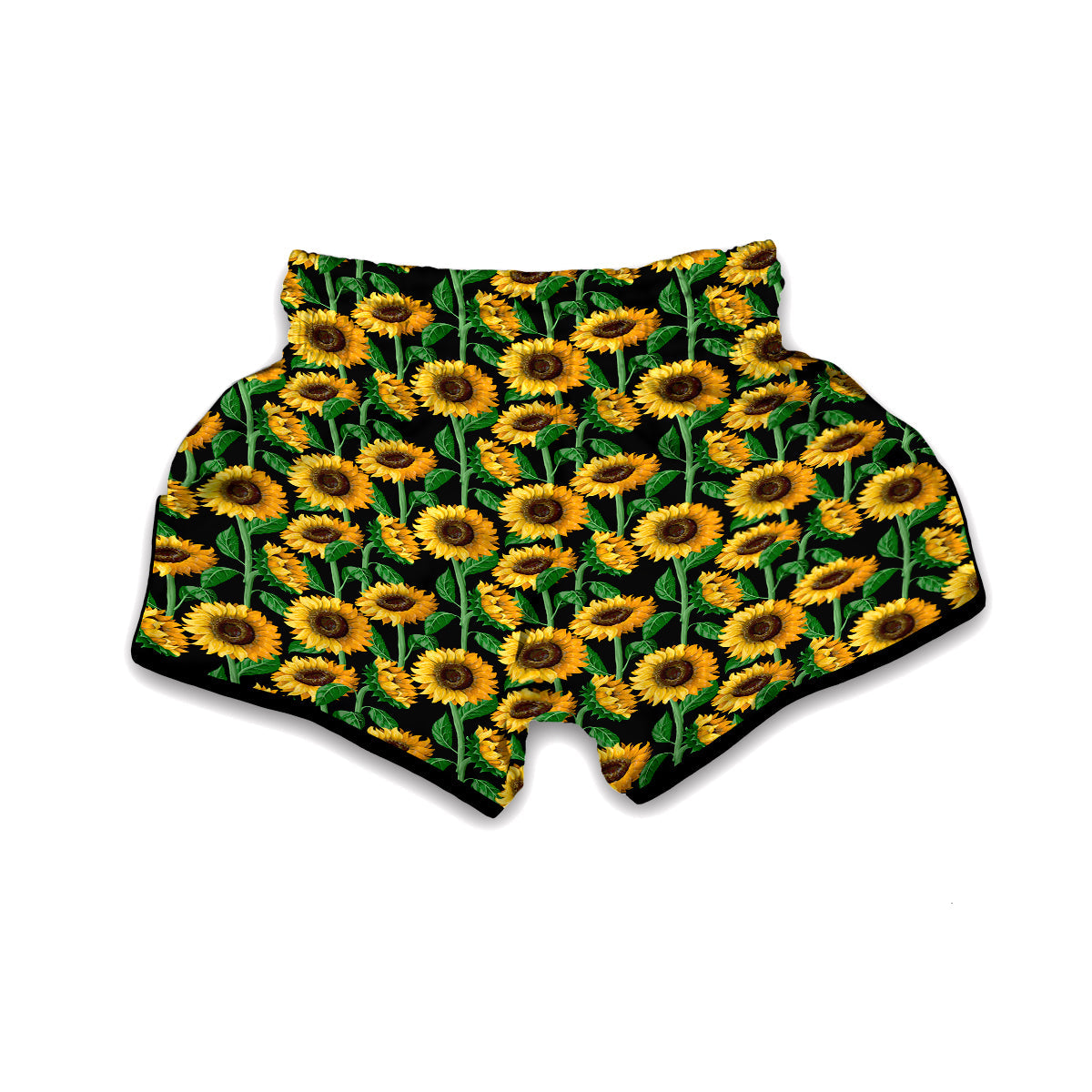 Cartoon Sunflower Pattern Print Muay Thai Boxing Shorts-grizzshop