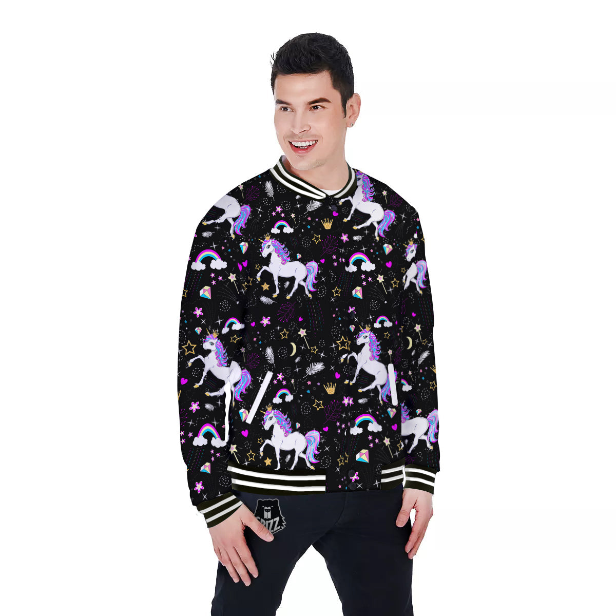 Cartoon Unicorn Dream Print Pattern Baseball Jacket-grizzshop