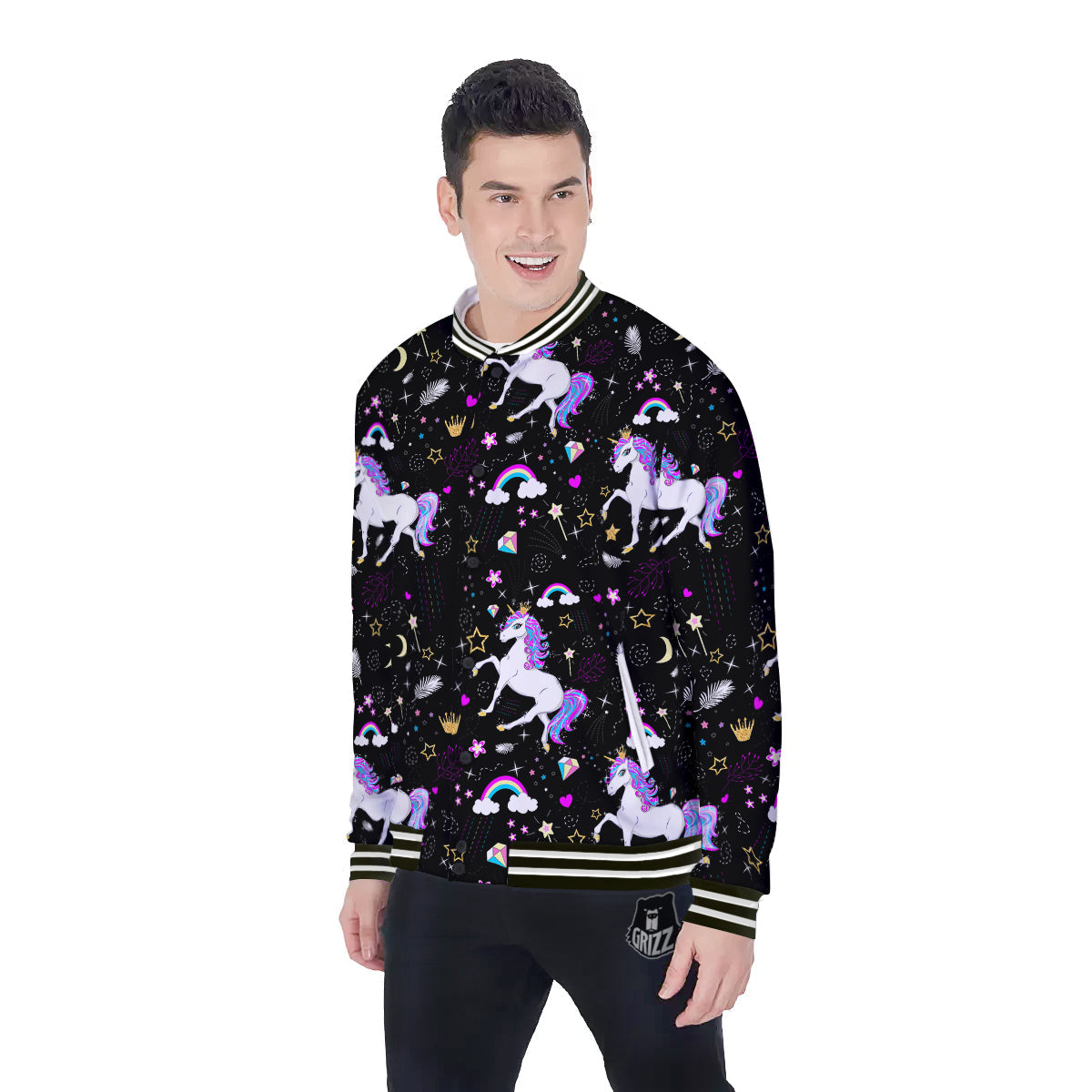 Cartoon Unicorn Dream Print Pattern Baseball Jacket-grizzshop