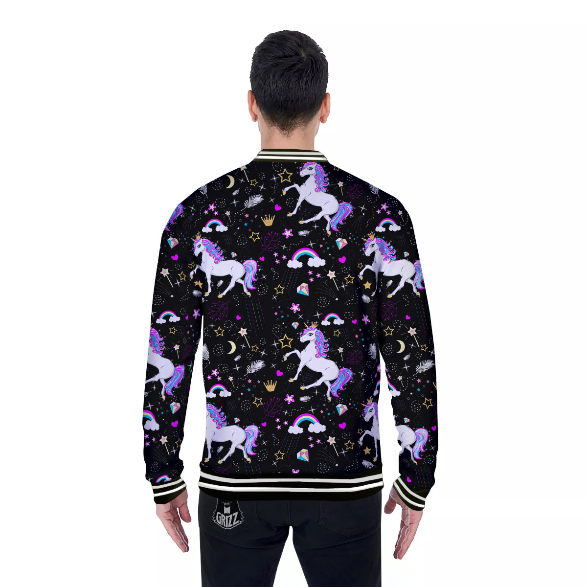 Cartoon Unicorn Dream Print Pattern Baseball Jacket-grizzshop