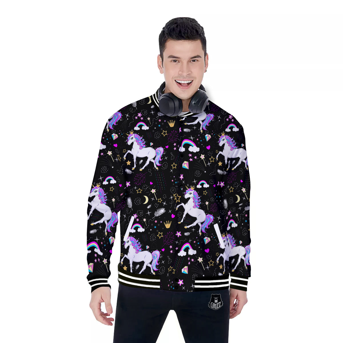 Cartoon Unicorn Dream Print Pattern Baseball Jacket-grizzshop