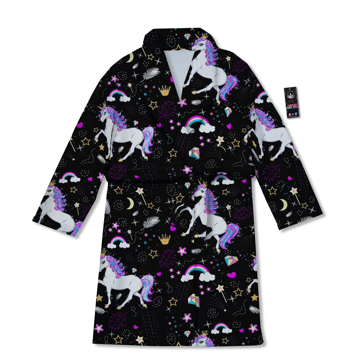 Cartoon Unicorn Dream Print Pattern Bathrobe-grizzshop