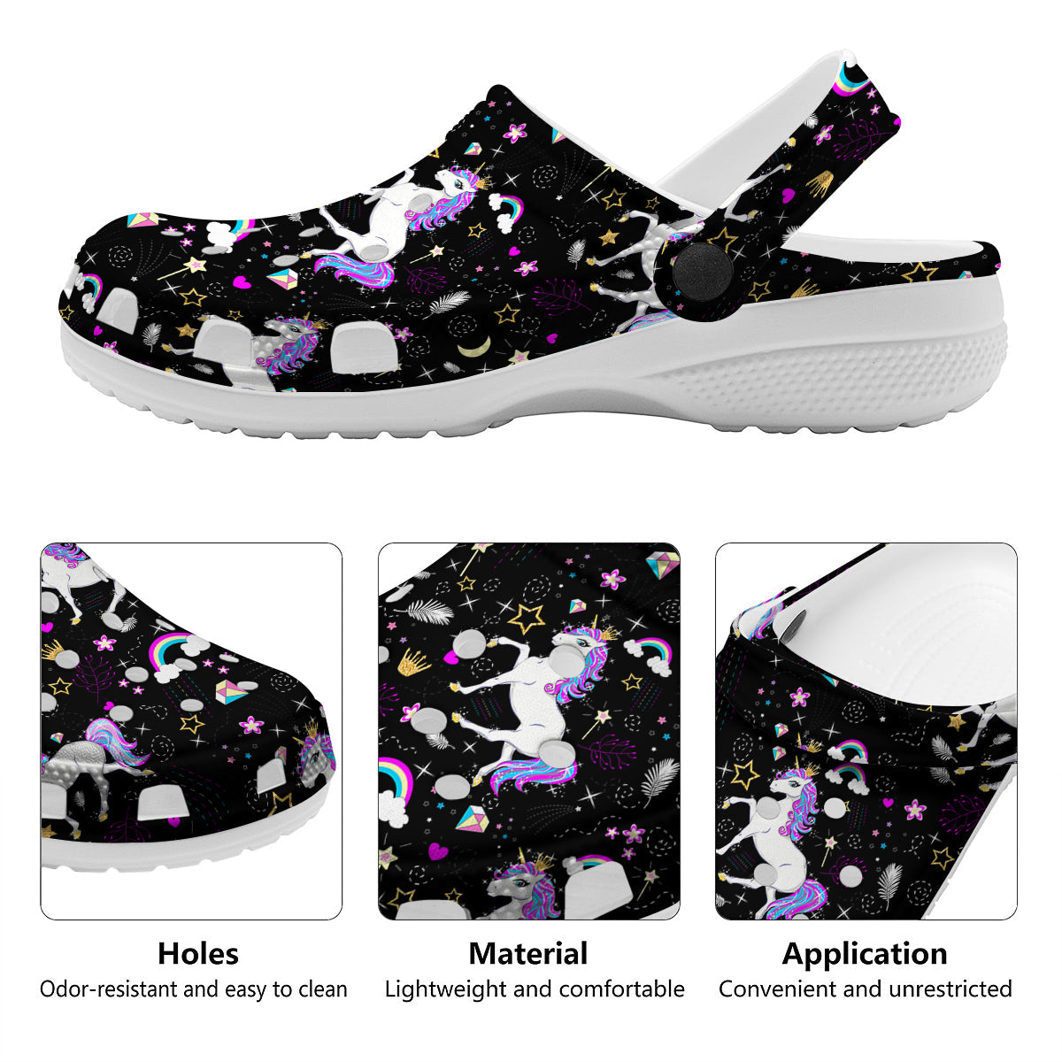 Cartoon Unicorn Dream Print Pattern Clog-grizzshop