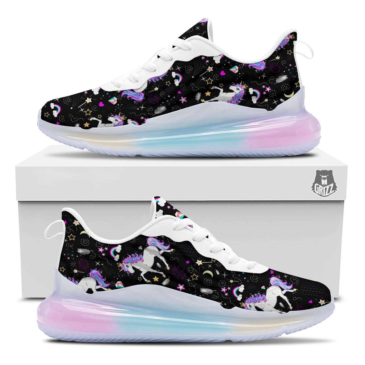 Cartoon Unicorn Dream Print Pattern Running Sneakers-grizzshop