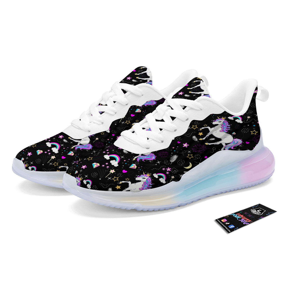 Cartoon Unicorn Dream Print Pattern Running Sneakers-grizzshop
