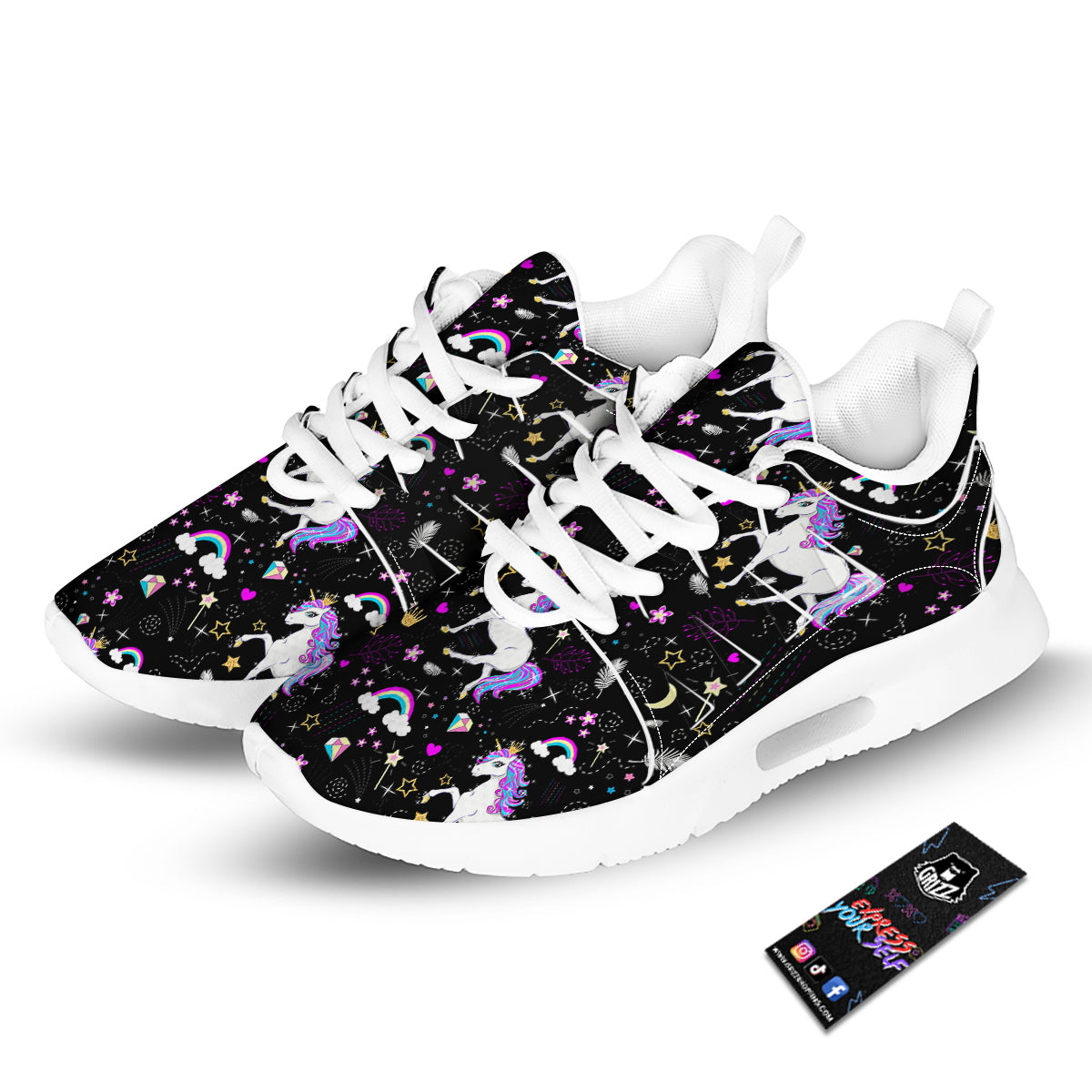 Cartoon Unicorn Dream Print Pattern Tennis Shoes-grizzshop