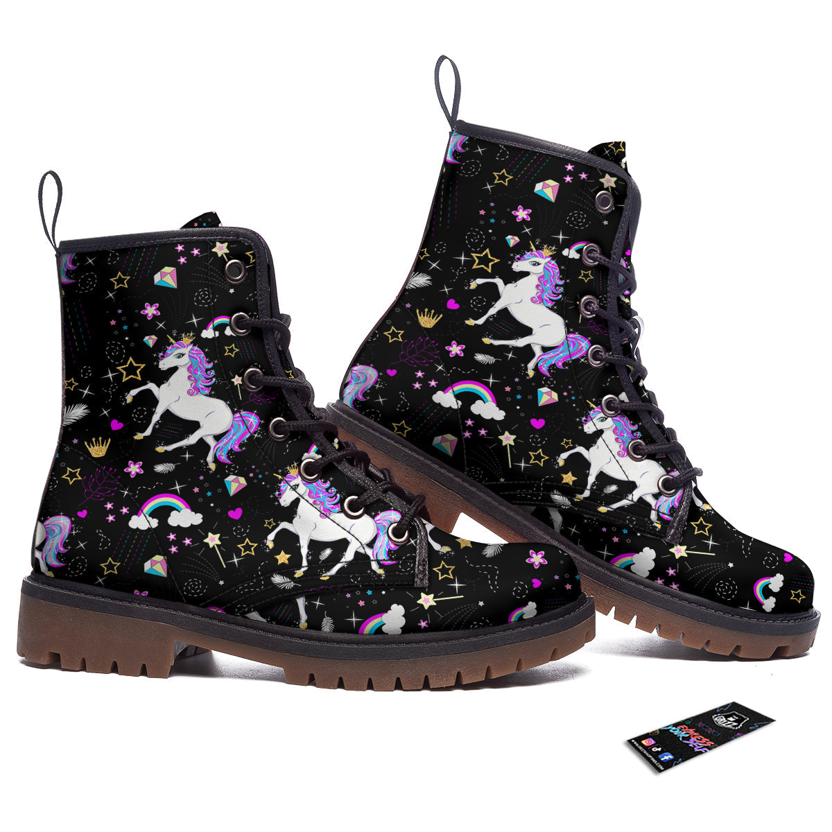 Cartoon Unicorn Dream Print Pattern Work Boots-grizzshop