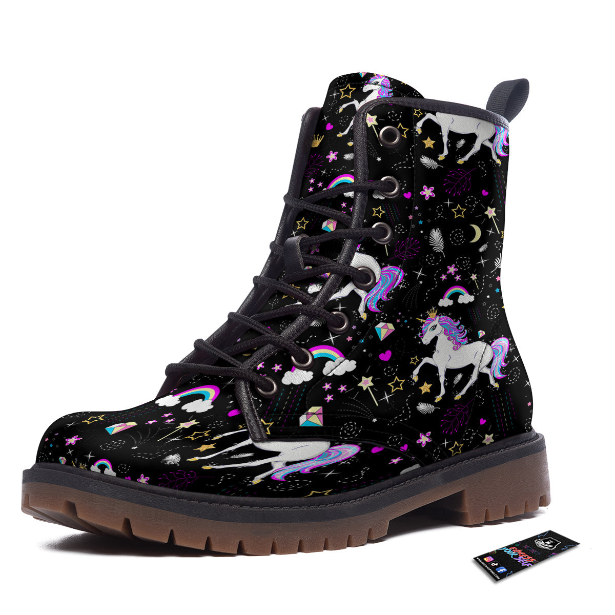 Cartoon Unicorn Dream Print Pattern Work Boots-grizzshop