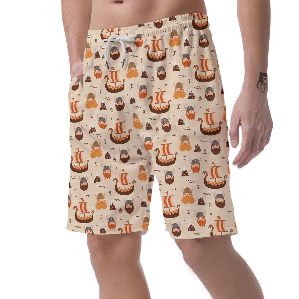 Cartoon Viking Norse Men's Shorts-grizzshop