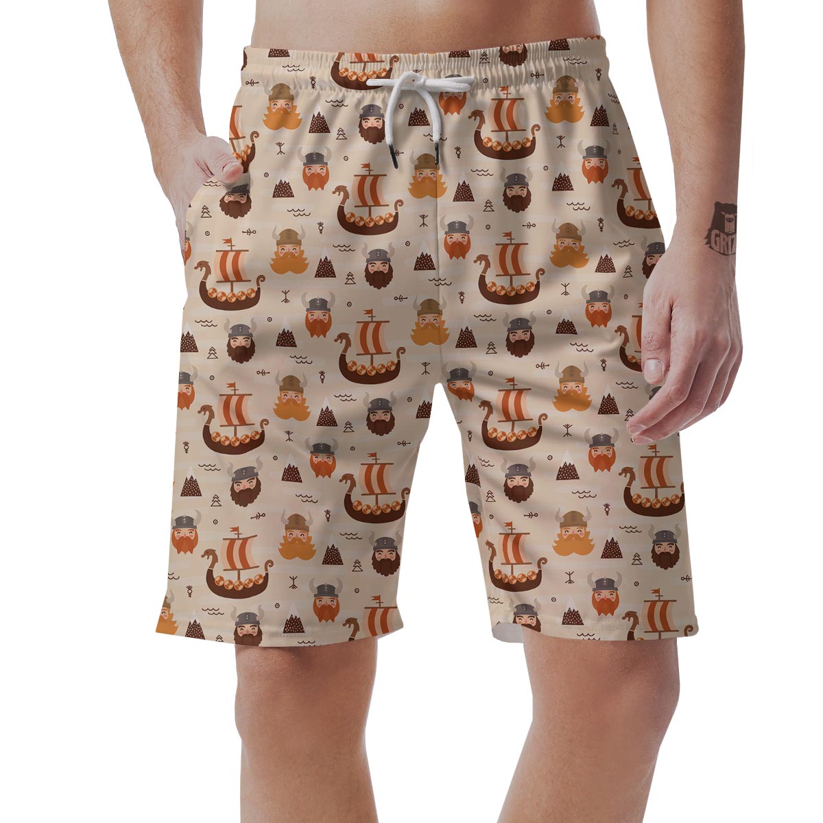 Cartoon Viking Norse Men's Shorts-grizzshop