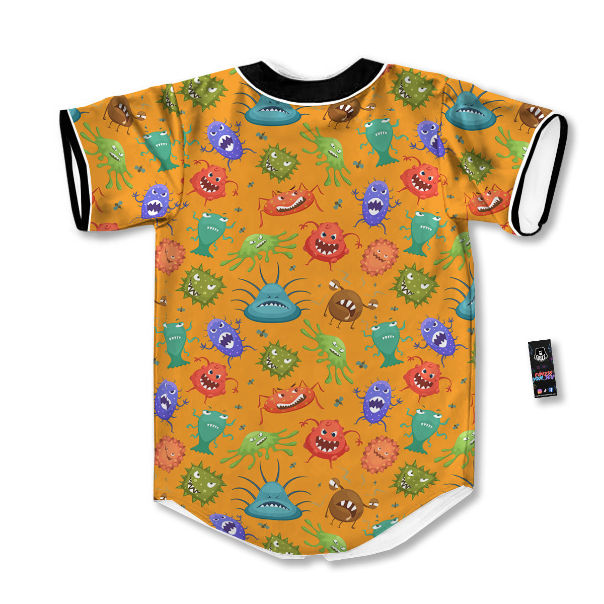 Cartoon Virus Print Pattern Baseball Jersey-grizzshop