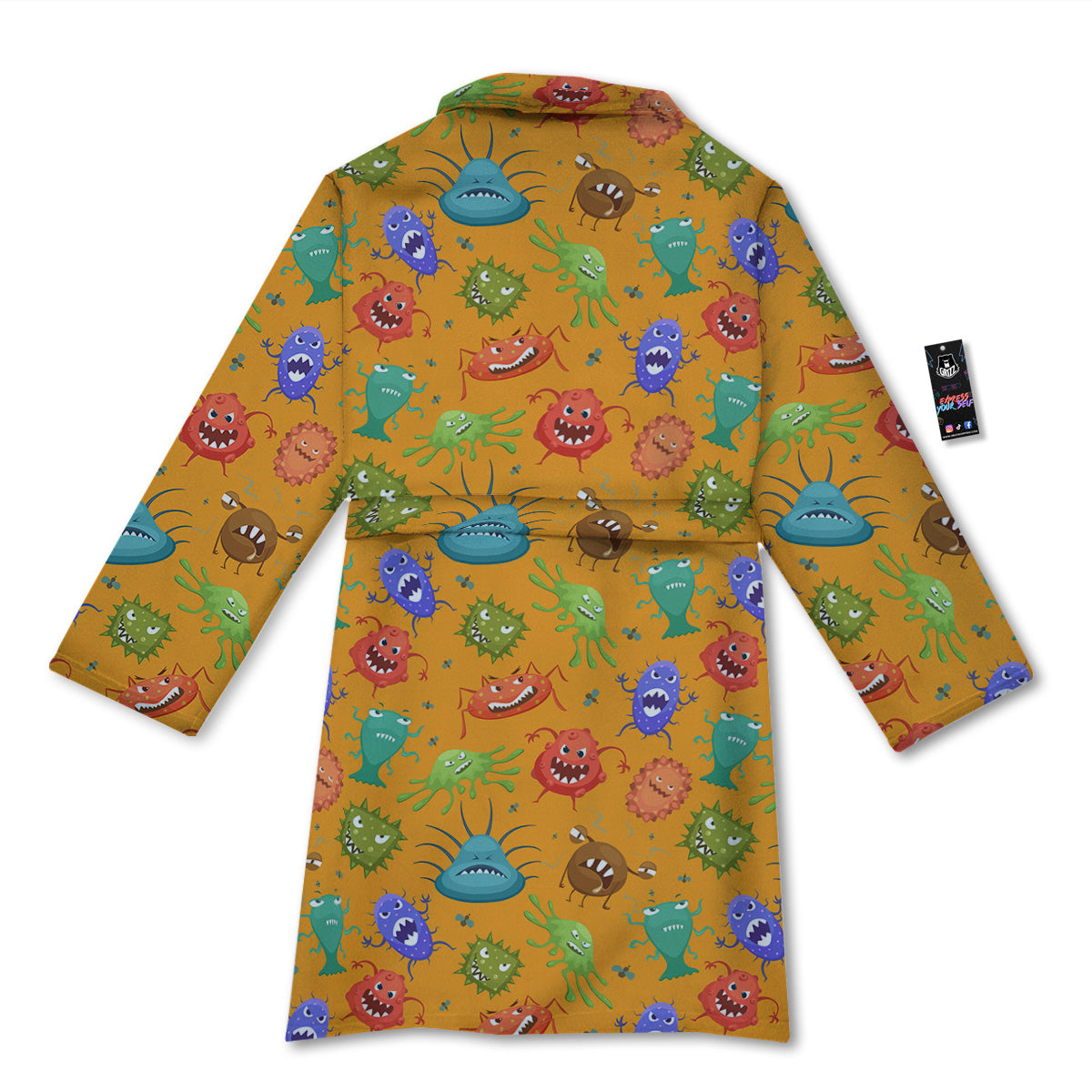 Cartoon Virus Print Pattern Bathrobe-grizzshop