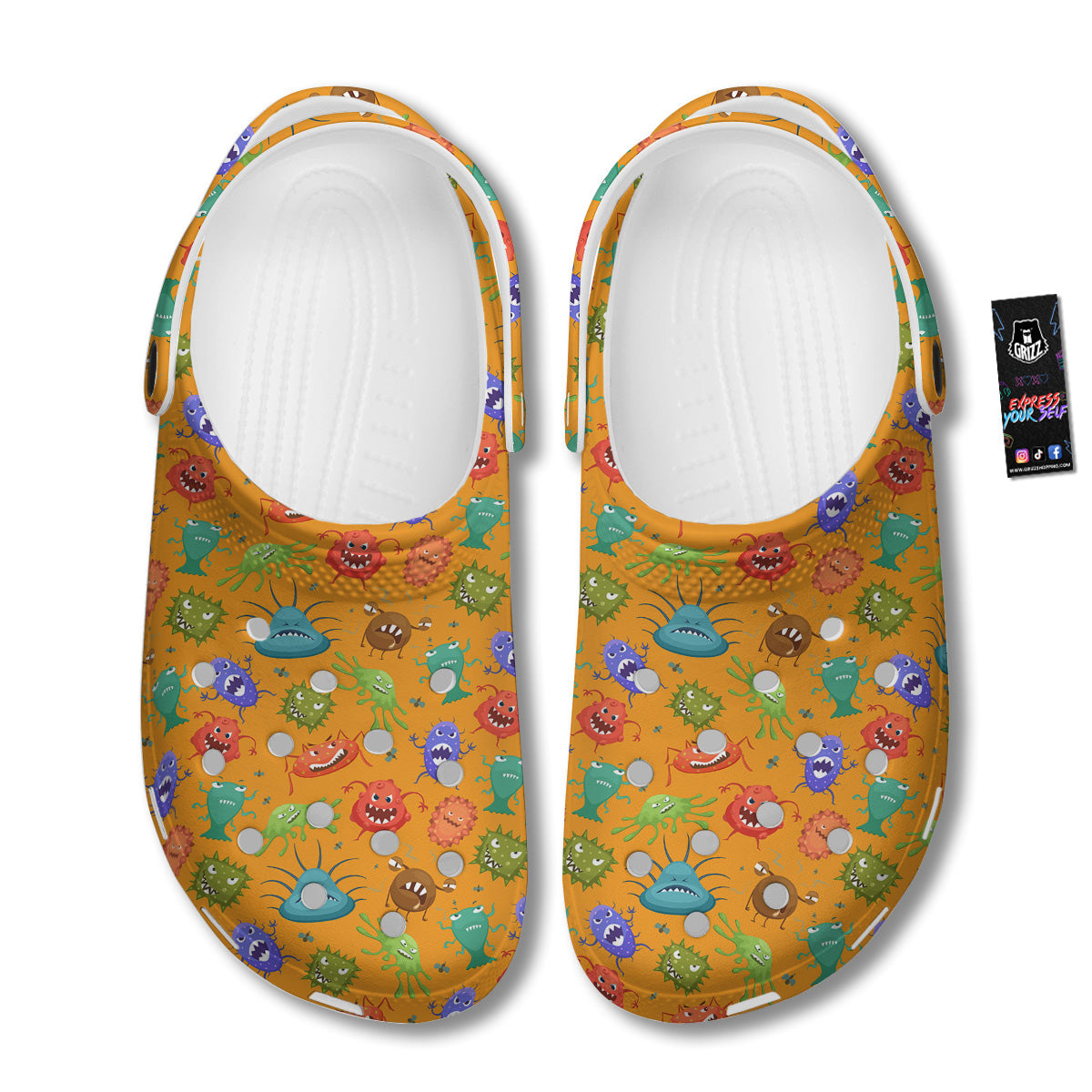 Cartoon Virus Print Pattern Clog-grizzshop