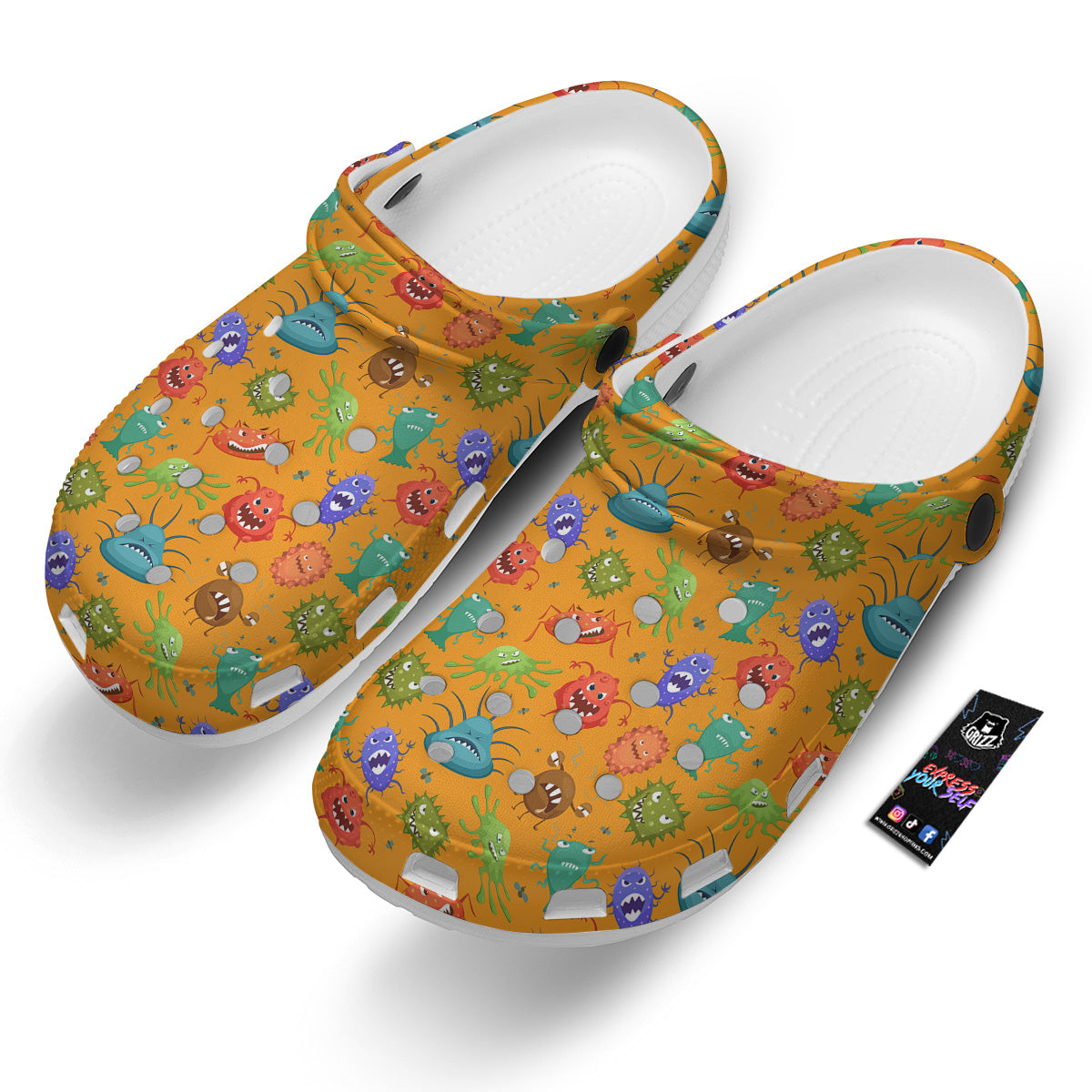 Cartoon Virus Print Pattern Clog-grizzshop
