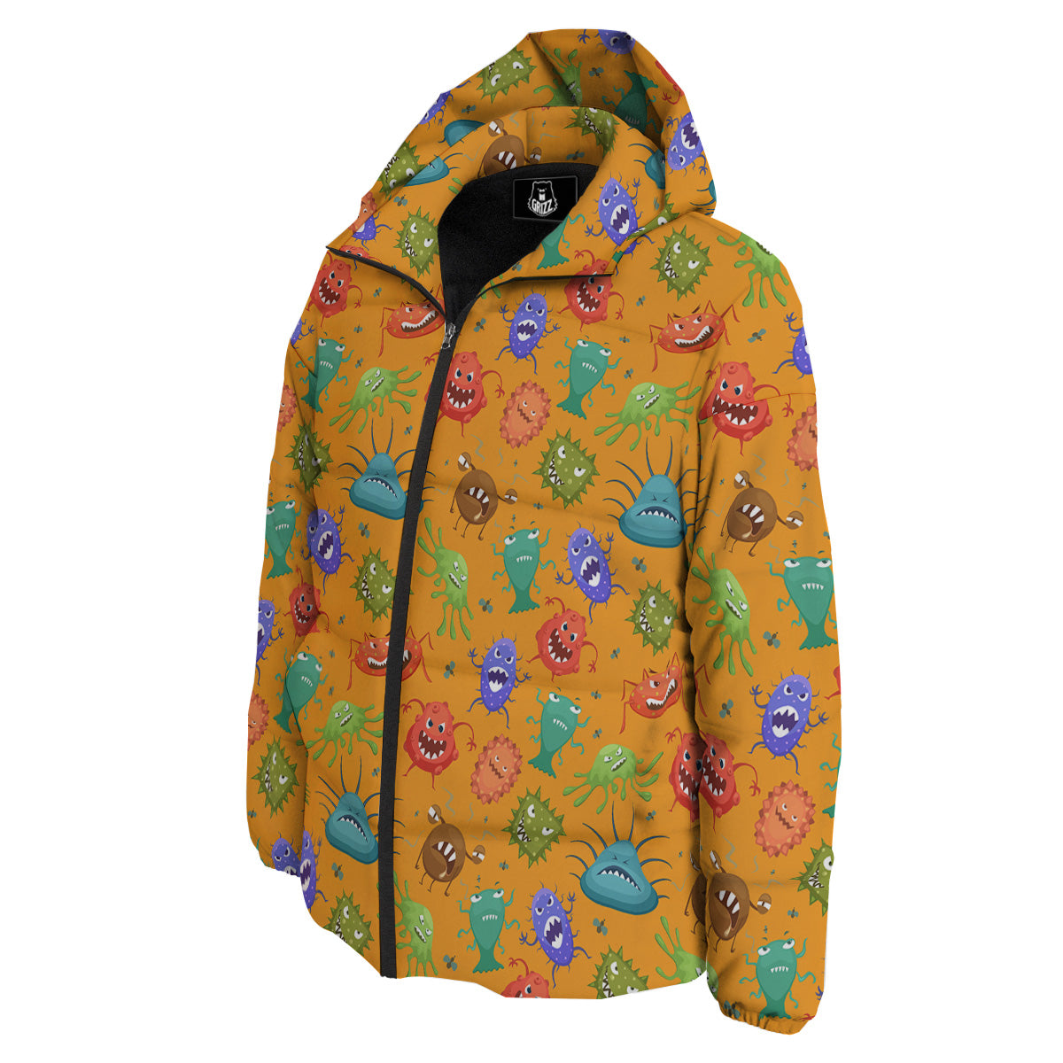Cartoon Virus Print Pattern Down Jacket-grizzshop