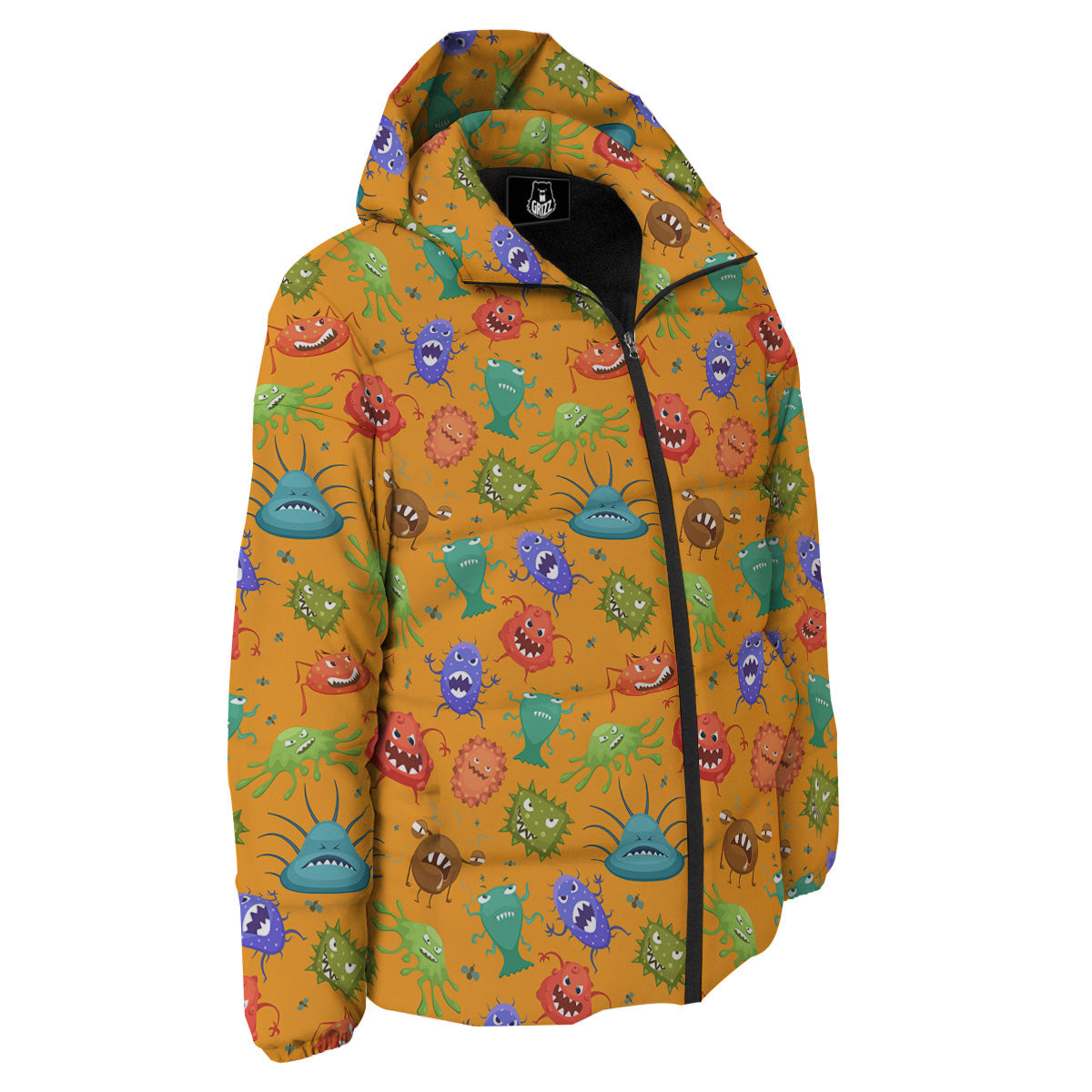 Cartoon Virus Print Pattern Down Jacket-grizzshop