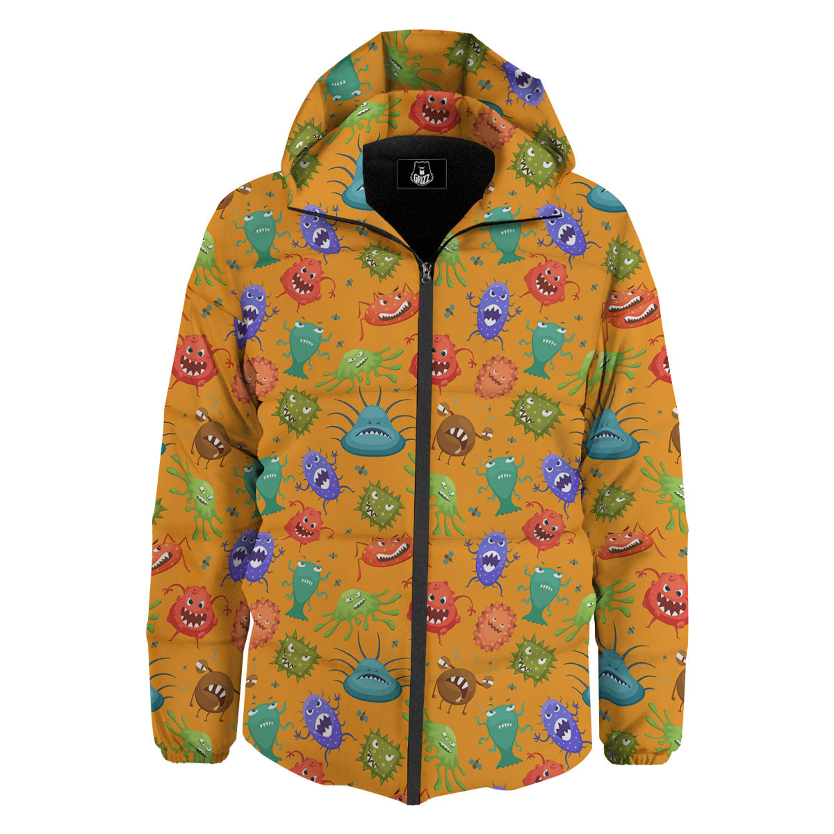 Cartoon Virus Print Pattern Down Jacket-grizzshop