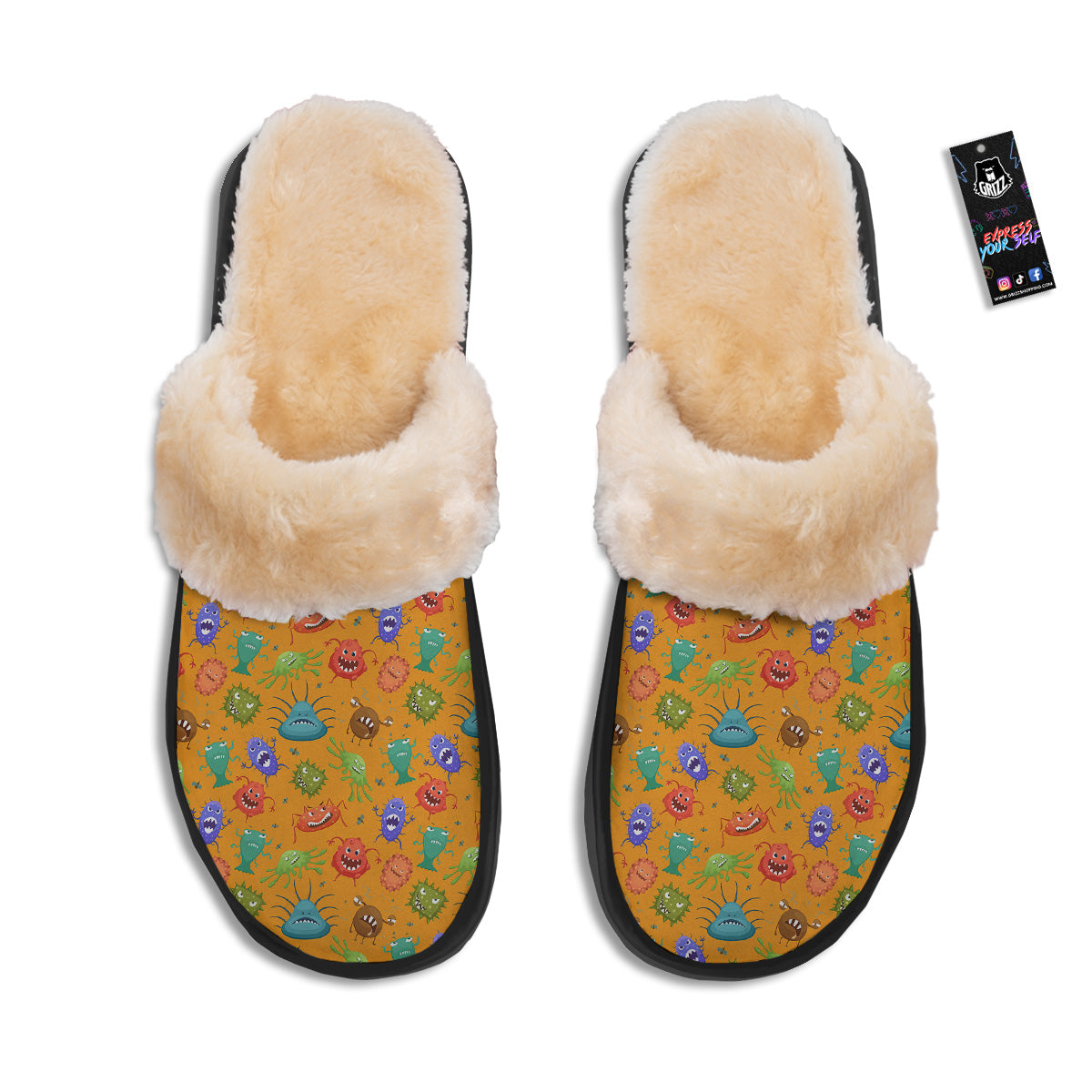Cartoon Virus Print Pattern Slippers-grizzshop