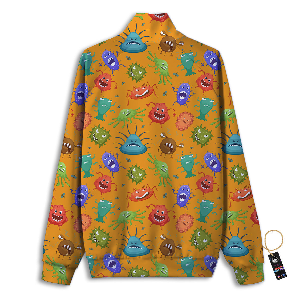 Cartoon Virus Print Pattern Track Jacket-grizzshop
