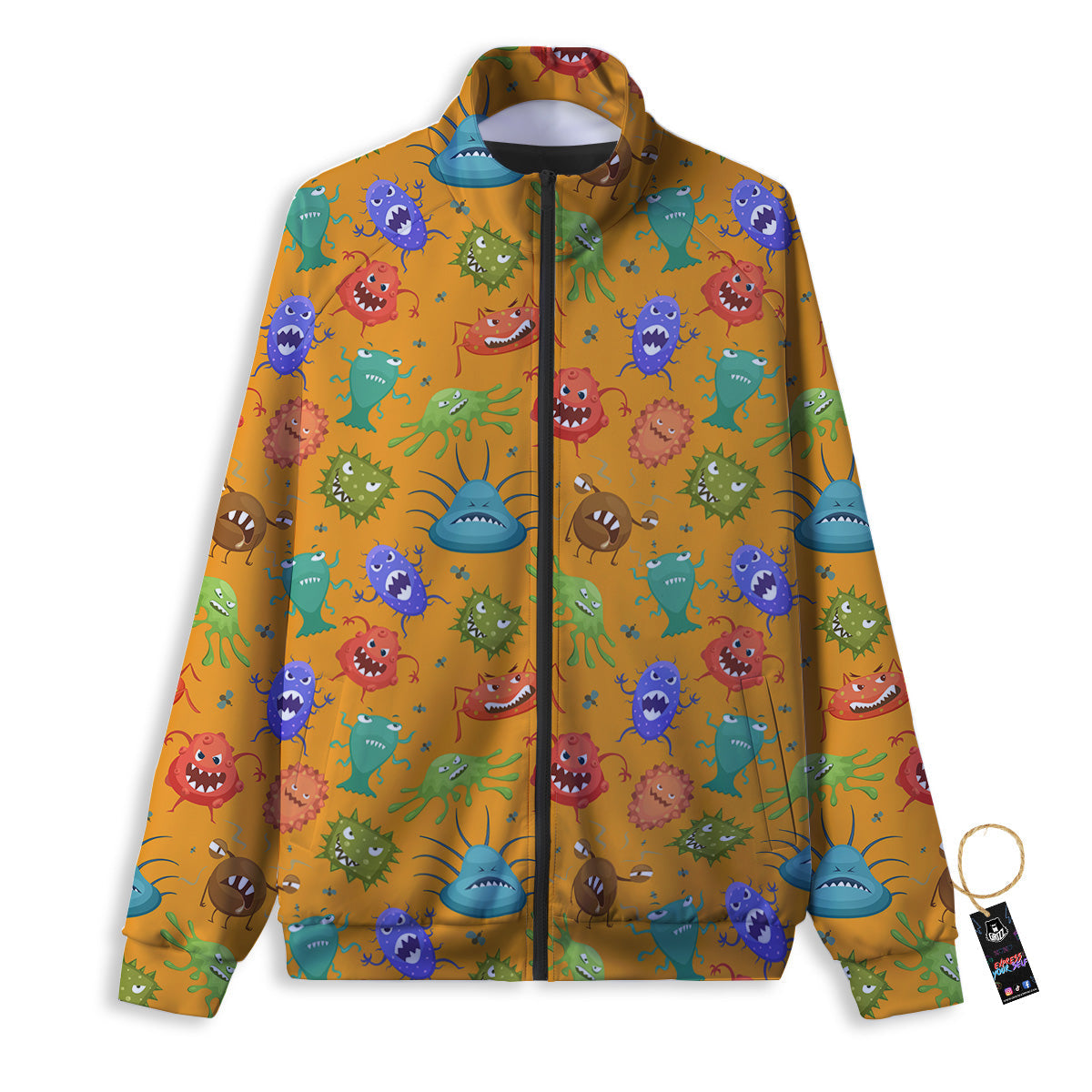 Cartoon Virus Print Pattern Track Jacket-grizzshop