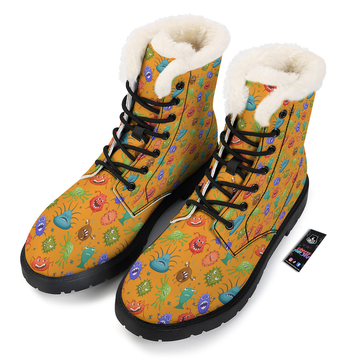 Cartoon Virus Print Pattern Winter Boots-grizzshop