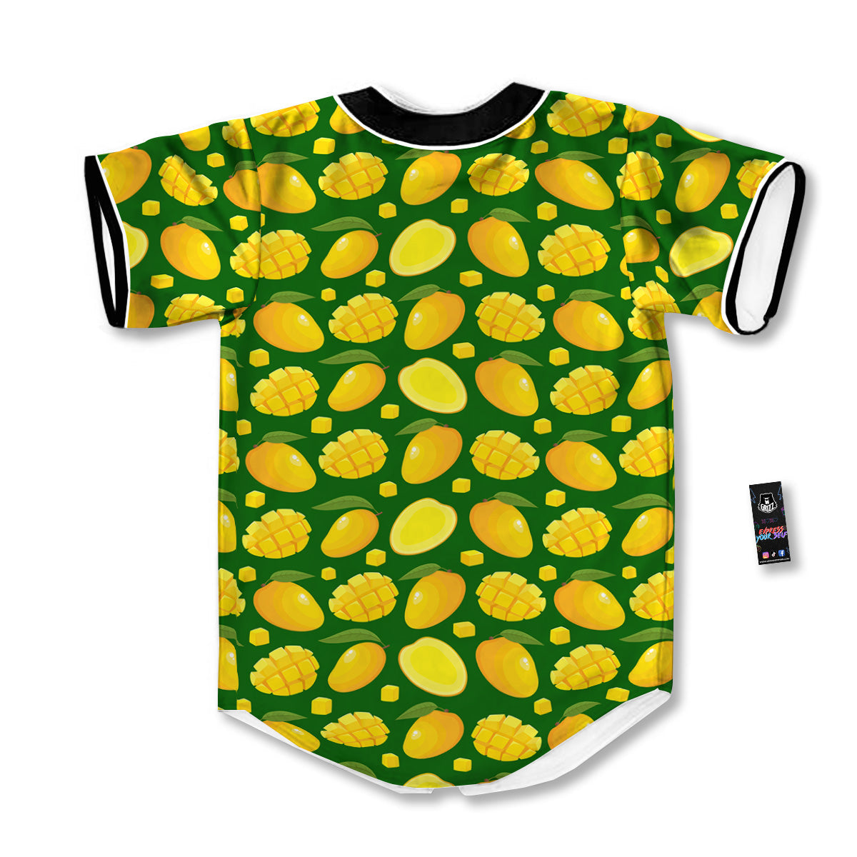 Cartoon Yellow Mango Slice Print Pattern Baseball Jersey-grizzshop