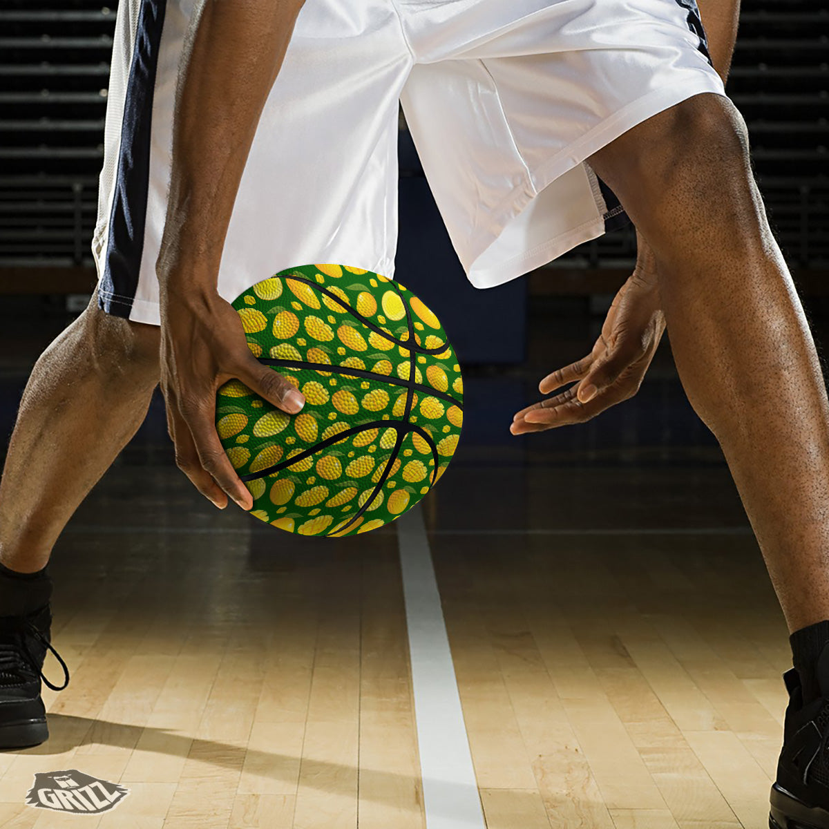 Cartoon Yellow Mango Slice Print Pattern Basketball-grizzshop