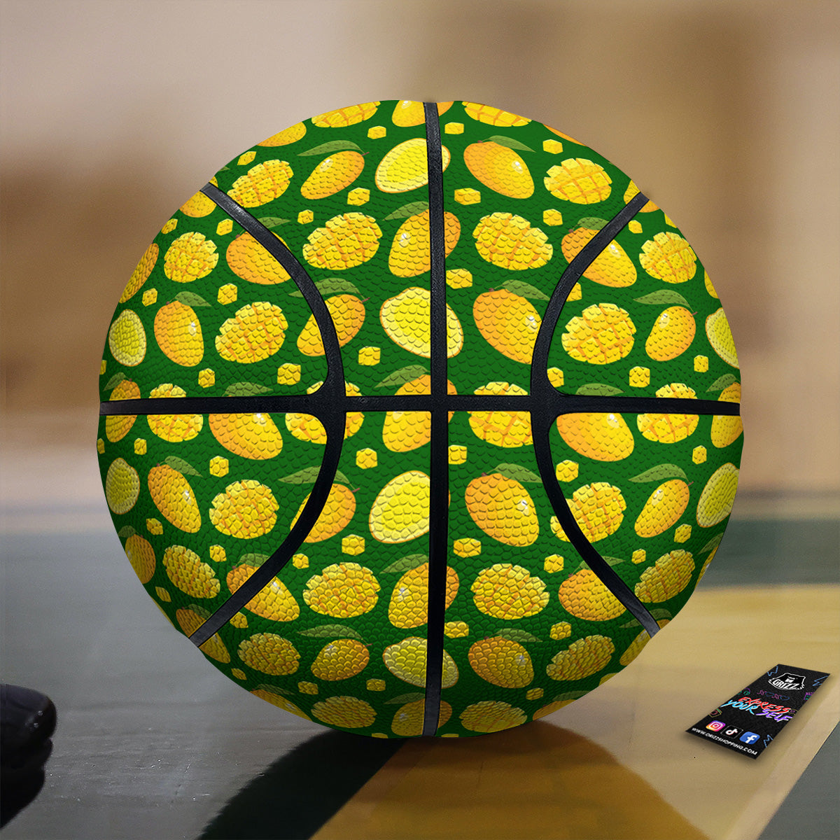 Cartoon Yellow Mango Slice Print Pattern Basketball-grizzshop