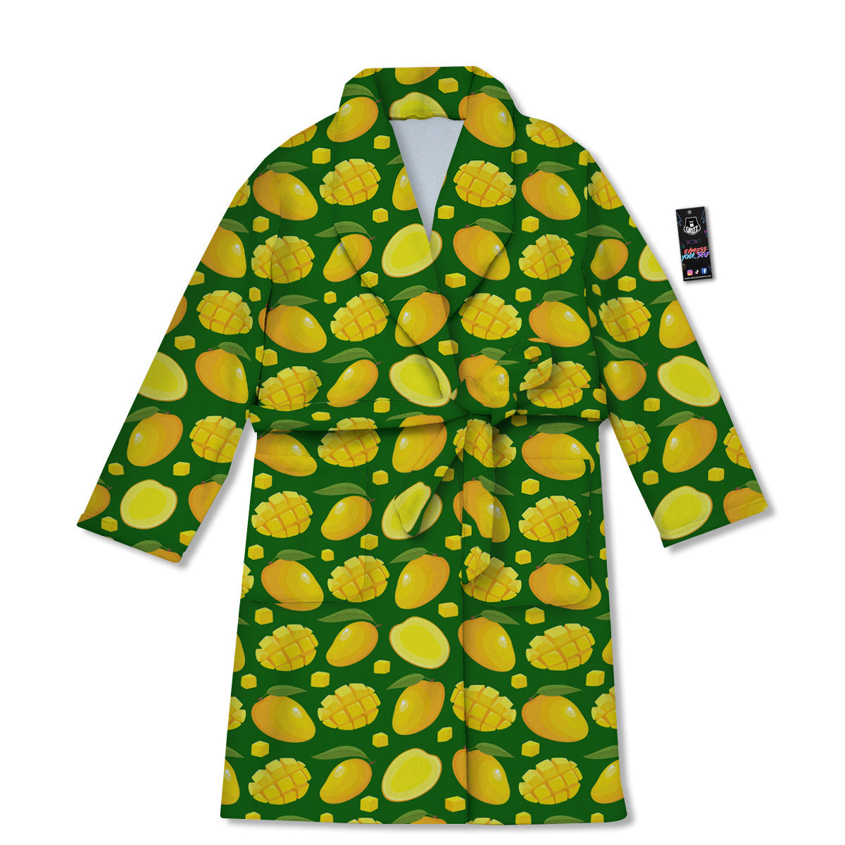 Cartoon Yellow Mango Slice Print Pattern Bathrobe-grizzshop