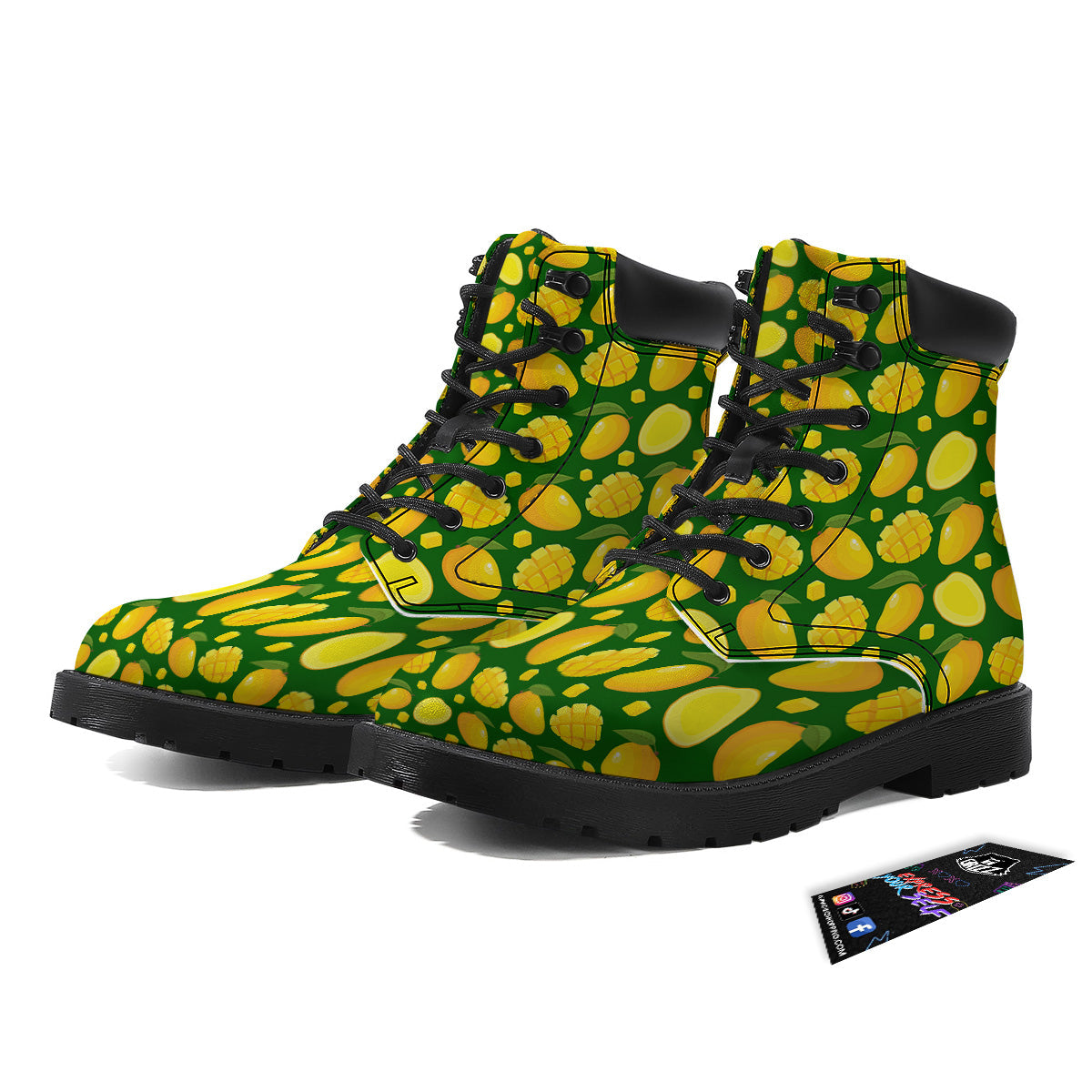 Cartoon Yellow Mango Slice Print Pattern Boots-grizzshop