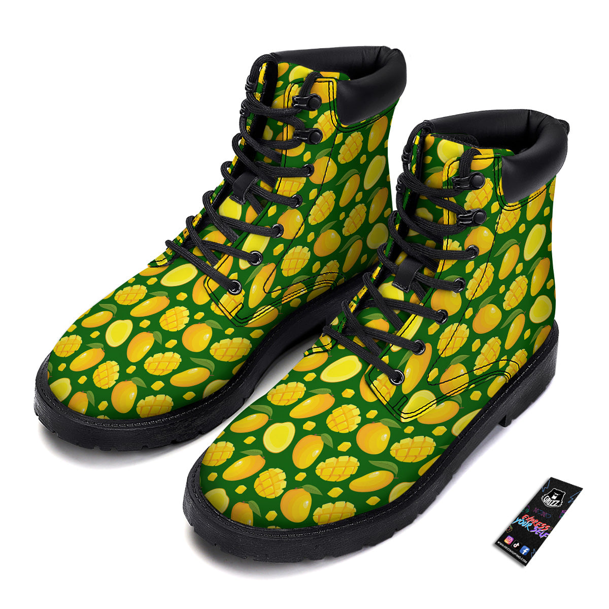 Cartoon Yellow Mango Slice Print Pattern Boots-grizzshop