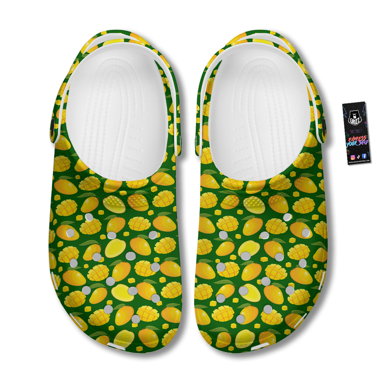 Cartoon Yellow Mango Slice Print Pattern Clog-grizzshop