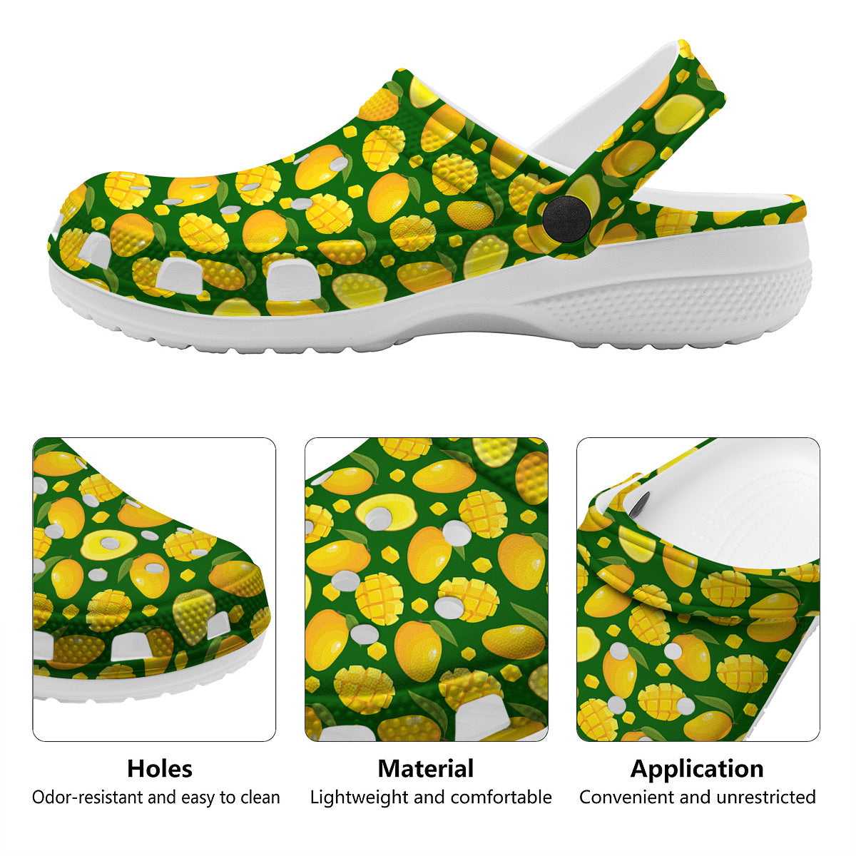 Cartoon Yellow Mango Slice Print Pattern Clog-grizzshop