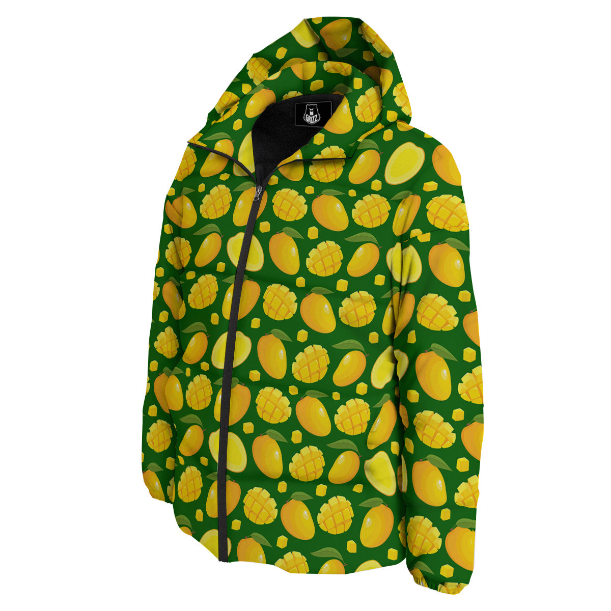 Cartoon Yellow Mango Slice Print Pattern Down Jacket-grizzshop