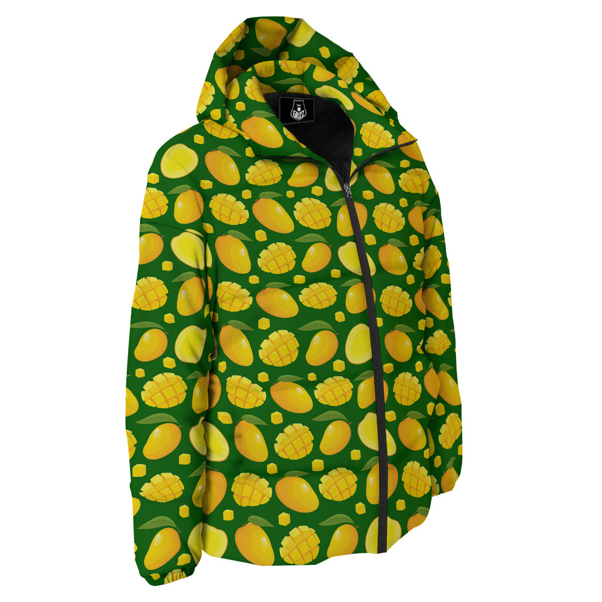 Cartoon Yellow Mango Slice Print Pattern Down Jacket-grizzshop