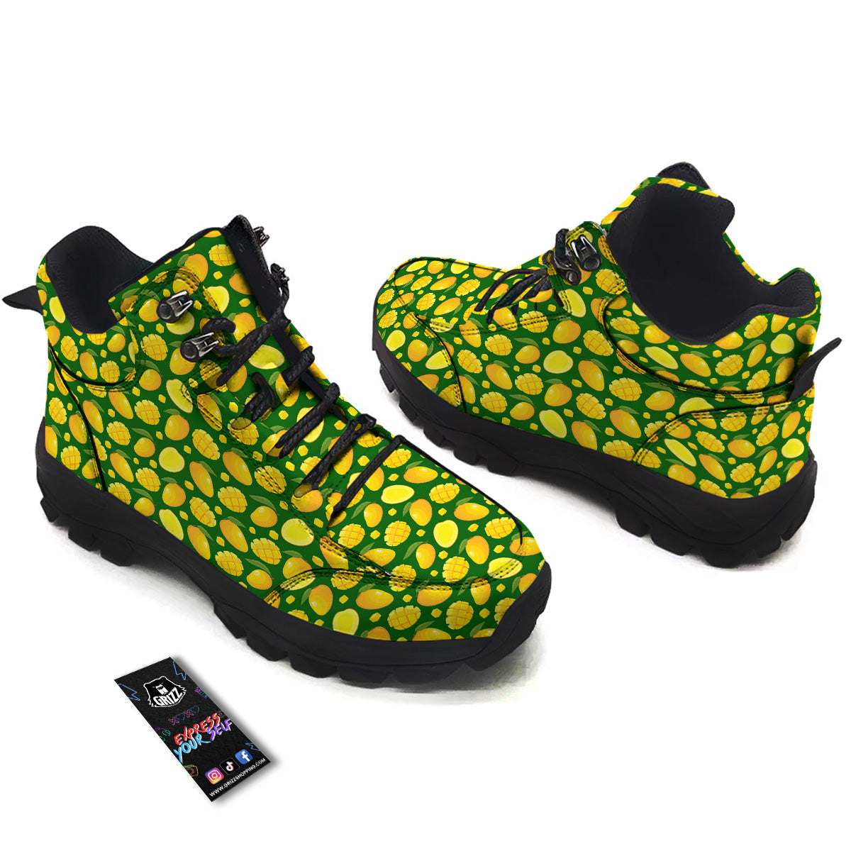Cartoon Yellow Mango Slice Print Pattern Hiking Shoes-grizzshop
