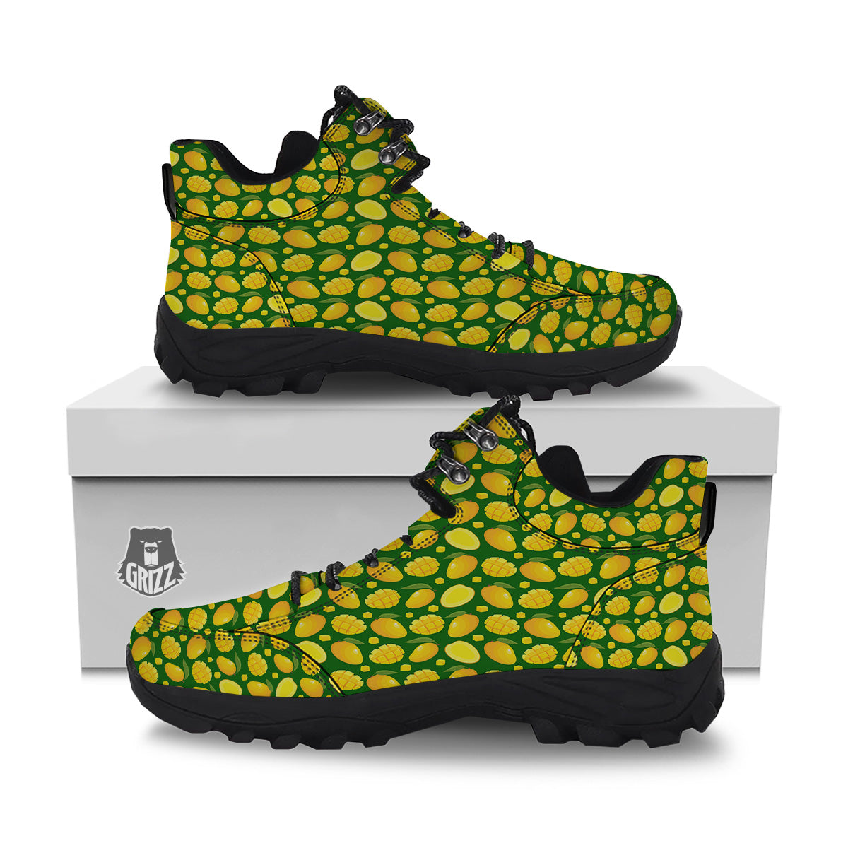 Cartoon Yellow Mango Slice Print Pattern Hiking Shoes-grizzshop