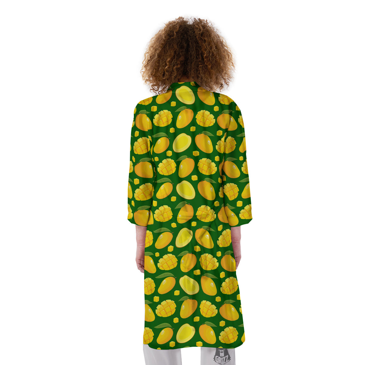 Cartoon Yellow Mango Slice Print Pattern Kimono-grizzshop