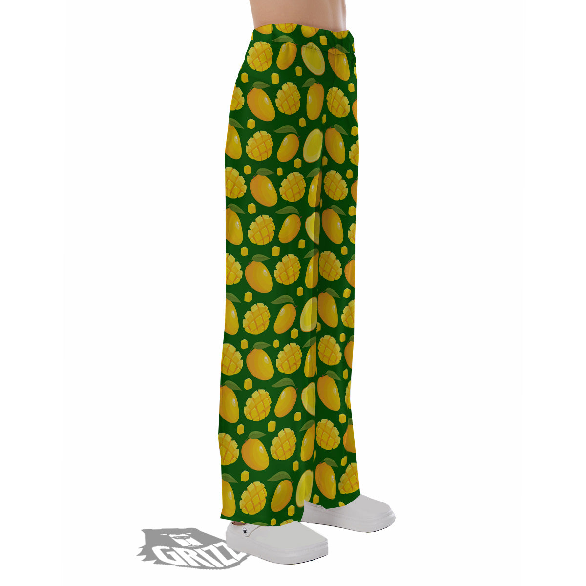 Cartoon Yellow Mango Slice Print Pattern Pajama Pants-grizzshop