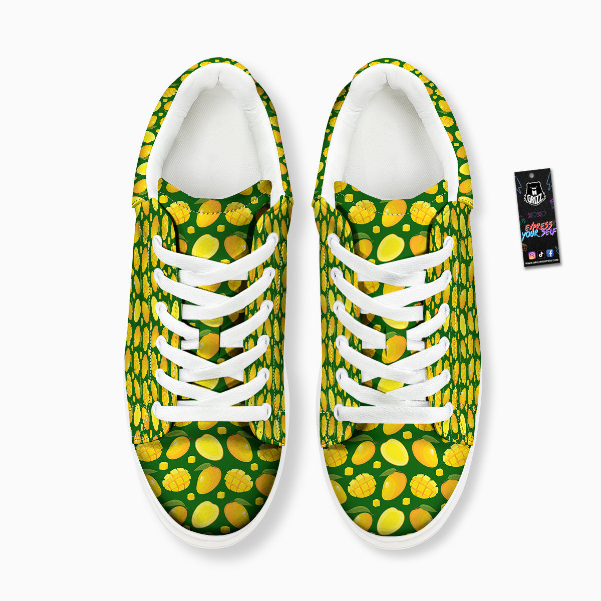 Cartoon Yellow Mango Slice Print Pattern Platform Shoes-grizzshop